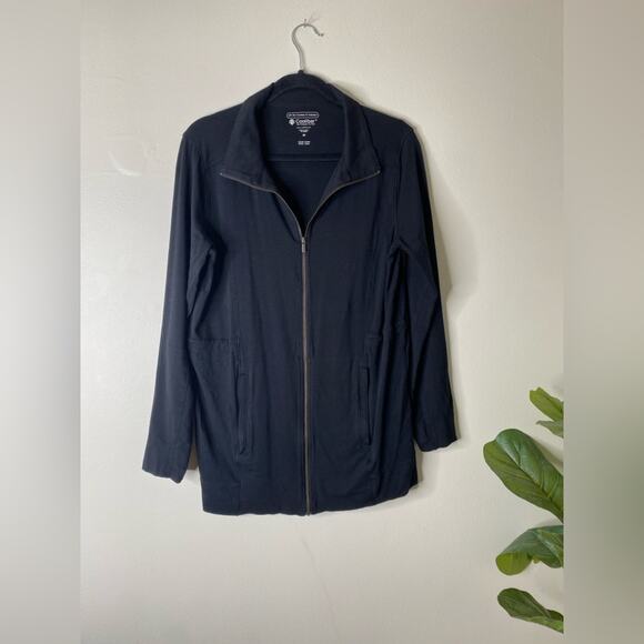 Coolibar Cruise Jacket Womens medium Black UPF‎ 50 Full Zip Thumbhole Bamboo - Picture 2 of 5